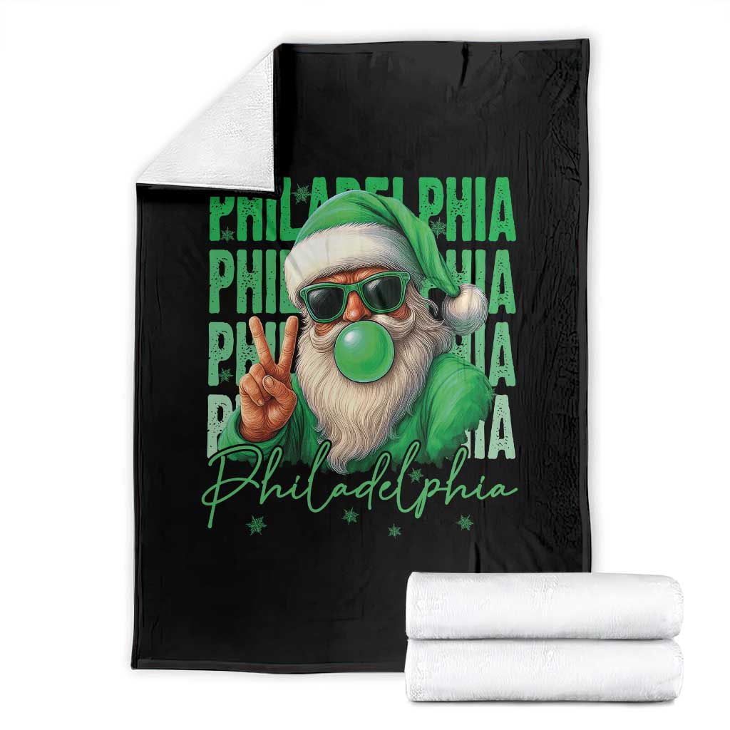 Philadelphia Football Christmas Throw Blanket Santa Retro Philly Fan TS10 Black Print Your Wear