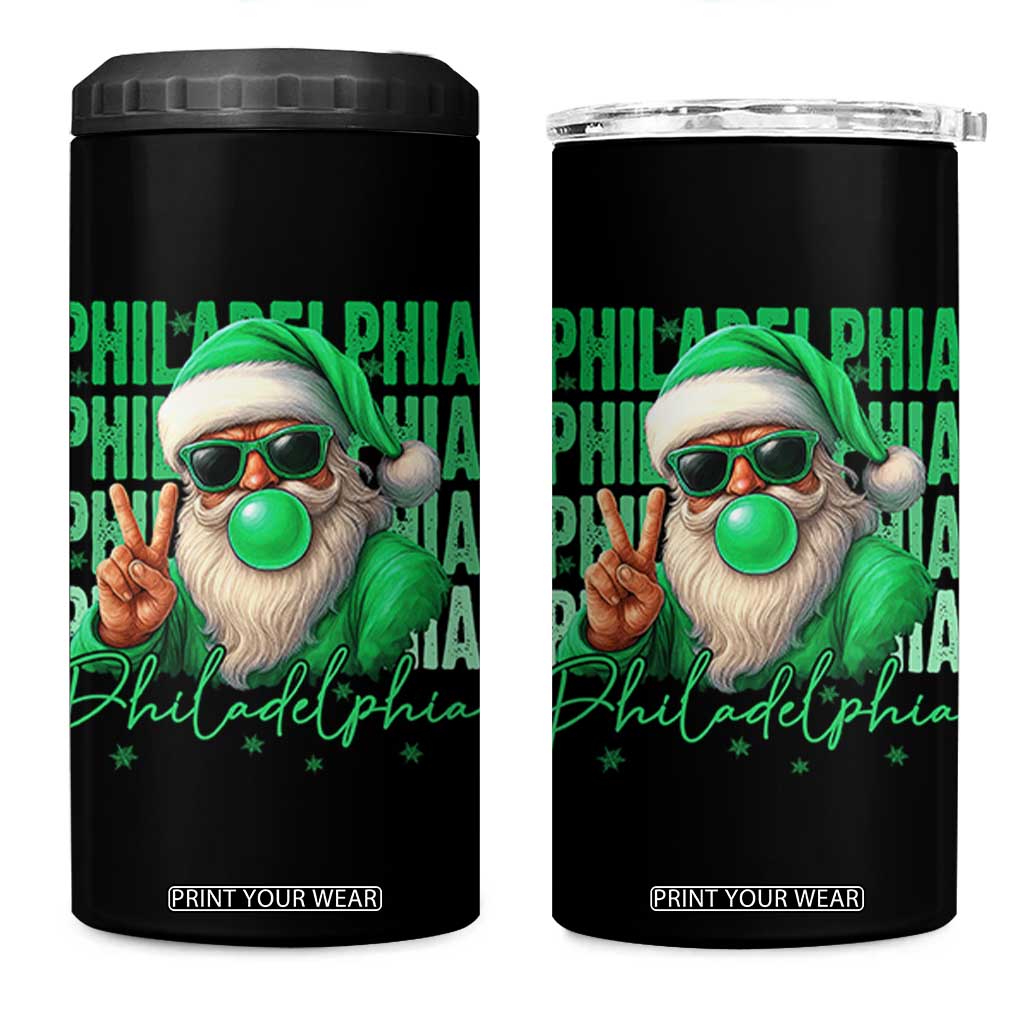Philadelphia Football Christmas 4 in 1 Can Cooler Tumbler Santa Retro Philly Fan TS10 One Size: 16 oz Black Print Your Wear