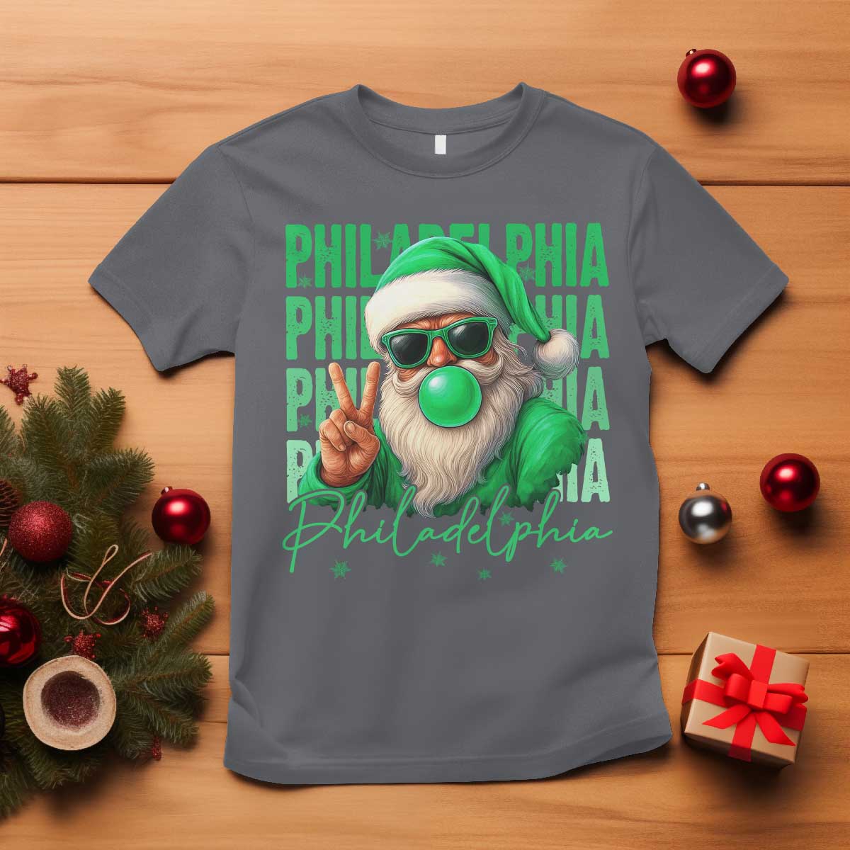 Christmas Philly Lover T Shirt Santa Retro EF Football Fan TS10 Charcoal Print Your Wear