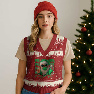 Christmas Philly Lover V-Neck Knit Sweater Vest Santa Retro EF Football Fan TS10 Red Beige Print Your Wear