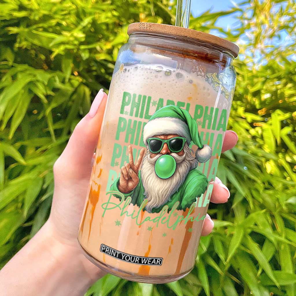 Philadelphia Football Christmas Glass Can Santa Retro Philly Fan TS10 Black Print Your Wear