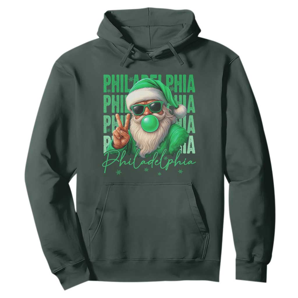 Philadelphia Football Christmas Hoodie Santa Retro Philly Fan TS10 Dark Forest Green Print Your Wear