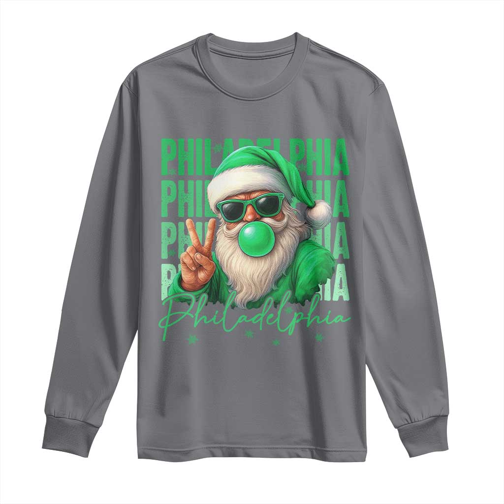 Philadelphia Football Christmas Long Sleeve Shirt Santa Retro Philly Fan TS10 Charcoal Print Your Wear