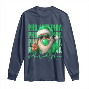 Philadelphia Football Christmas Long Sleeve Shirt Santa Retro Philly Fan TS10 Navy Print Your Wear