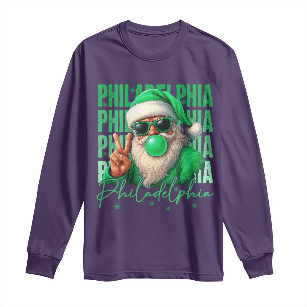 Philadelphia Football Christmas Long Sleeve Shirt Santa Retro Philly Fan TS10 Purple Print Your Wear