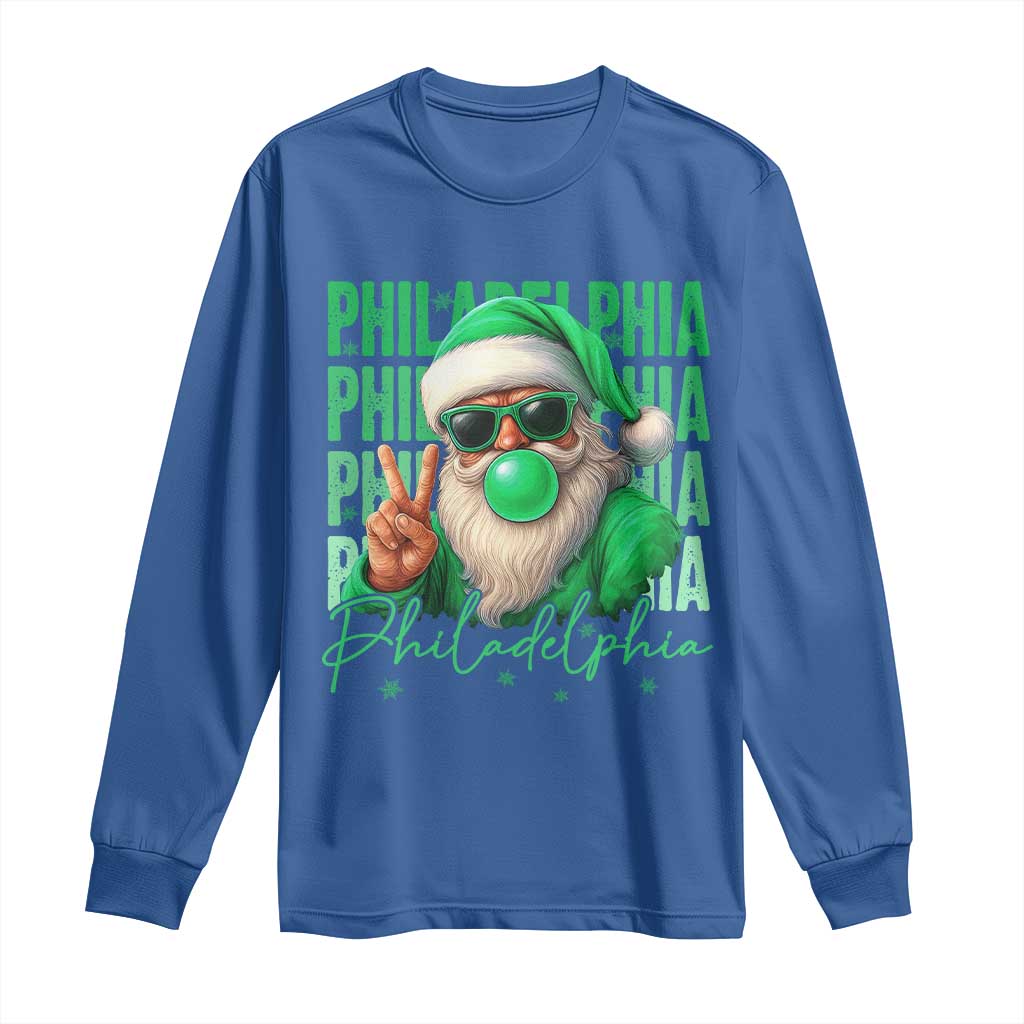 Philadelphia Football Christmas Long Sleeve Shirt Santa Retro Philly Fan TS10 Royal Blue Print Your Wear