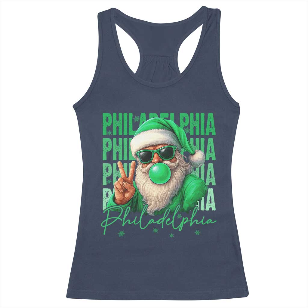 Philadelphia Football Christmas Racerback Tank Top Santa Retro Philly Fan TS10 Navy Print Your Wear