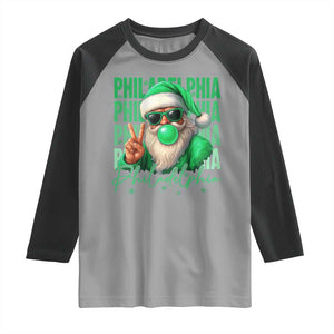Philadelphia Football Christmas Raglan Shirt Santa Retro Philly Fan TS10 Sport Gray Black Print Your Wear