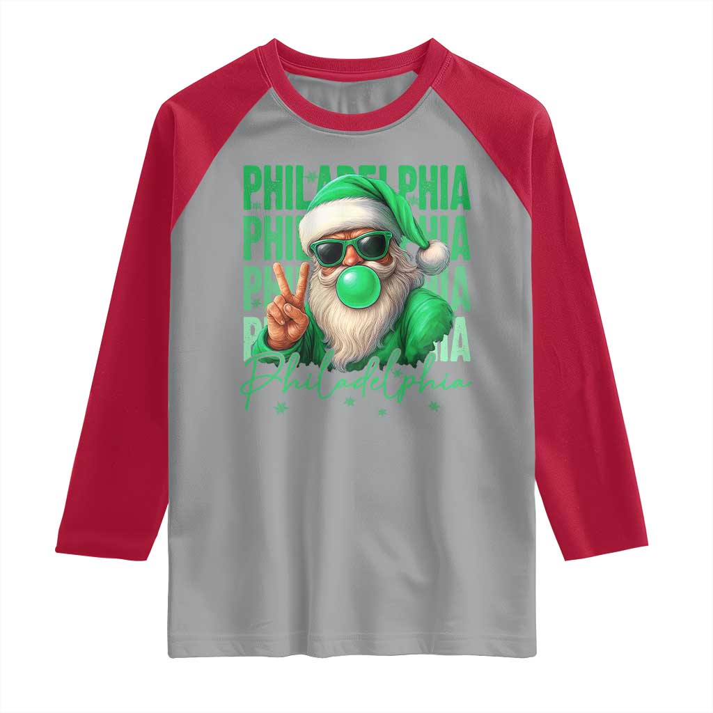 Christmas Philly Lover Raglan Shirt Santa Retro EF Football Fan TS10 Sport Gray Red Print Your Wear