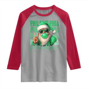 Philadelphia Football Christmas Raglan Shirt Santa Retro Philly Fan TS10 Sport Gray Red Print Your Wear