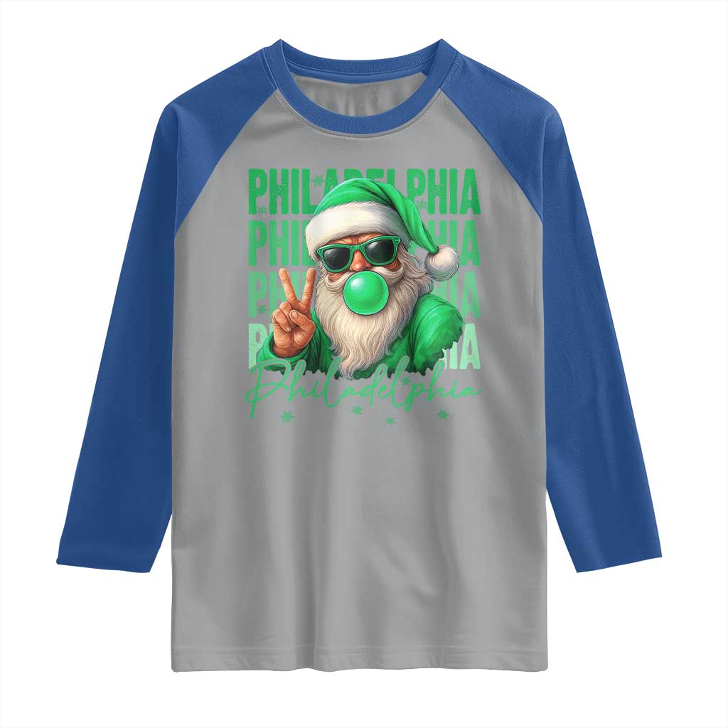 Philadelphia Football Christmas Raglan Shirt Santa Retro Philly Fan TS10 Sport Gray Royal Print Your Wear