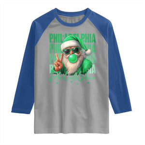 Philadelphia Football Christmas Raglan Shirt Santa Retro Philly Fan TS10 Sport Gray Royal Print Your Wear