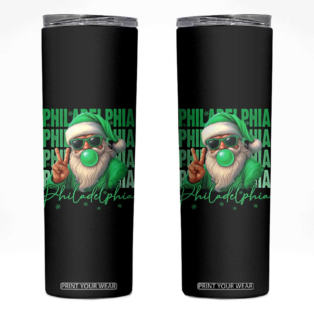 Philadelphia Football Christmas Skinny Tumbler Santa Retro Philly Fan TS10 Black Print Your Wear