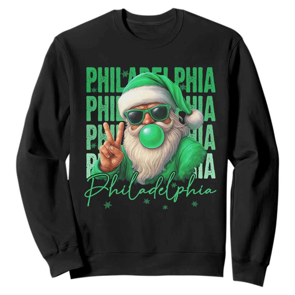 Philadelphia Football Christmas Sweatshirt Santa Retro Philly Fan TS10 Black Print Your Wear