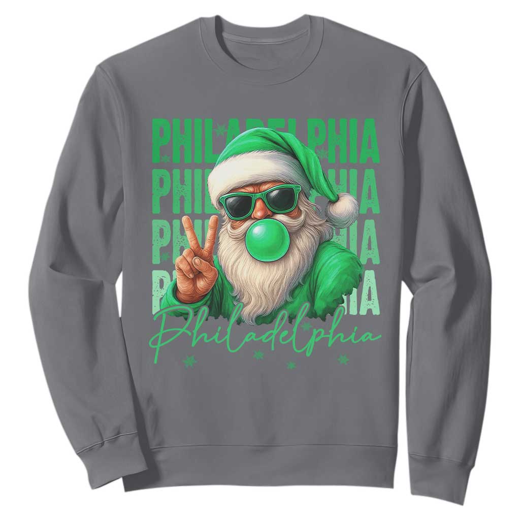 Philadelphia Football Christmas Sweatshirt Santa Retro Philly Fan TS10 Charcoal Print Your Wear