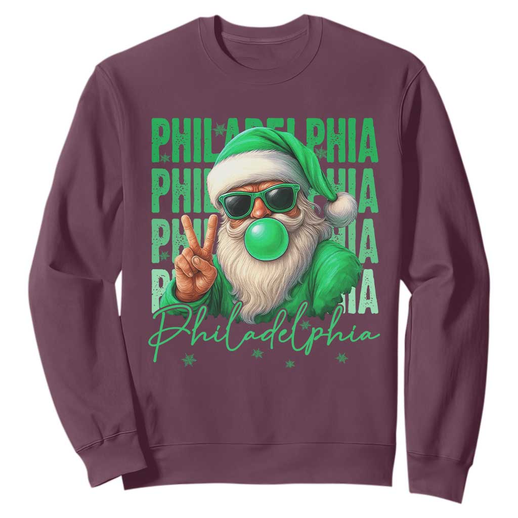 Philadelphia Football Christmas Sweatshirt Santa Retro Philly Fan TS10 Maroon Print Your Wear