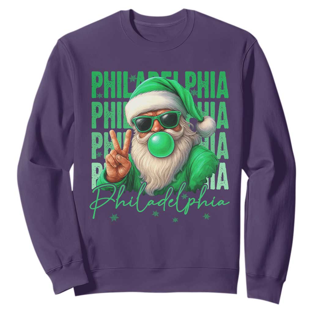 Philadelphia Football Christmas Sweatshirt Santa Retro Philly Fan TS10 Purple Print Your Wear