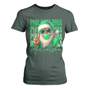 Christmas Philly Lover T Shirt For Women Santa Retro EF Football Fan TS10 Dark Forest Green Print Your Wear