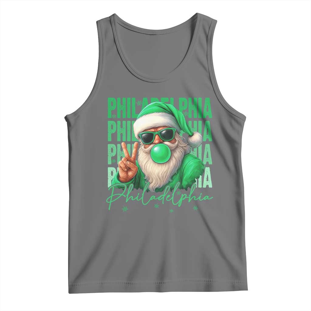 Philadelphia Football Christmas Tank Top Santa Retro Philly Fan TS10 Black Heather Print Your Wear