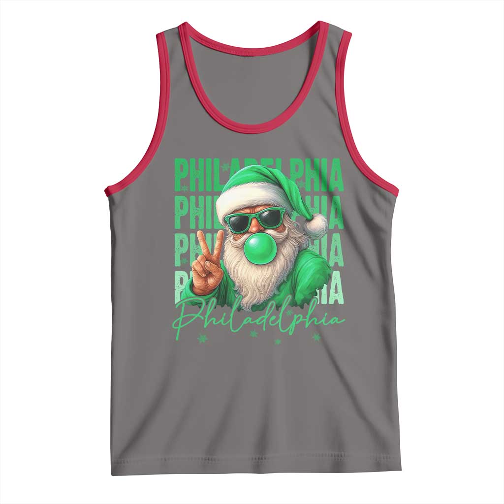 Philadelphia Football Christmas Tank Top Santa Retro Philly Fan TS10 Deep Heather Red Print Your Wear