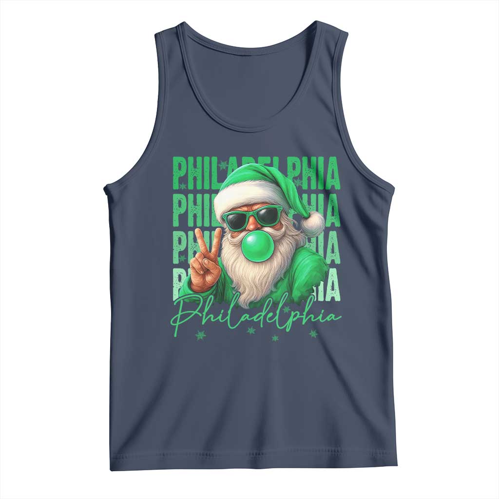 Philadelphia Football Christmas Tank Top Santa Retro Philly Fan TS10 Navy Print Your Wear