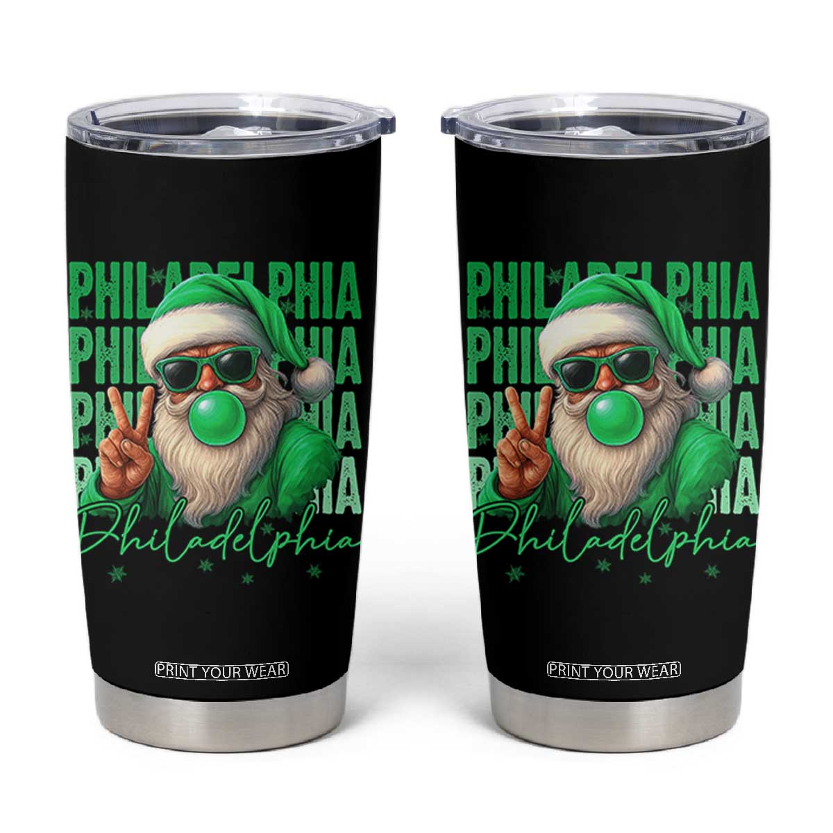 Philadelphia Football Christmas Tumbler Cup Santa Retro Philly Fan TS10 Black Print Your Wear