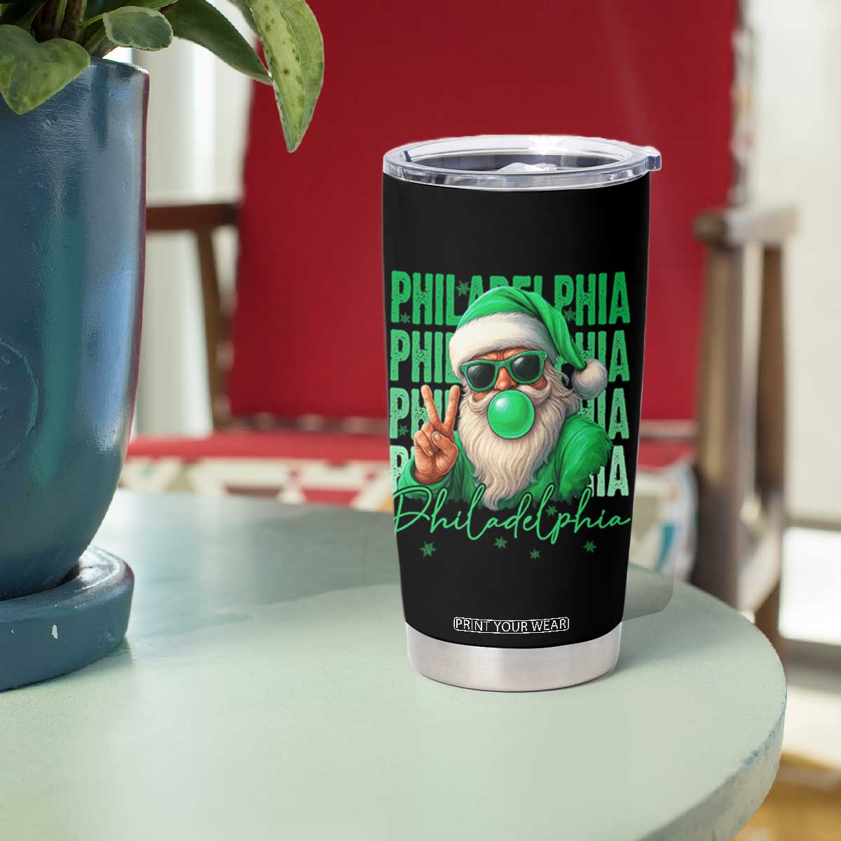 Philadelphia Football Christmas Tumbler Cup Santa Retro Philly Fan TS10 Print Your Wear