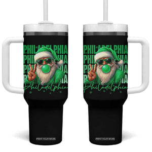 Philadelphia Football Christmas Tumbler With Handle Santa Retro Philly Fan TS10 One Size: 40 oz Black Print Your Wear