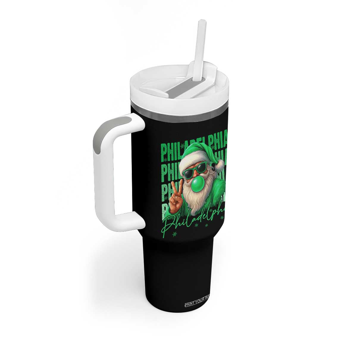 Christmas Philly Lover Tumbler With Handle Santa Retro EF Football Fan TS10 Print Your Wear