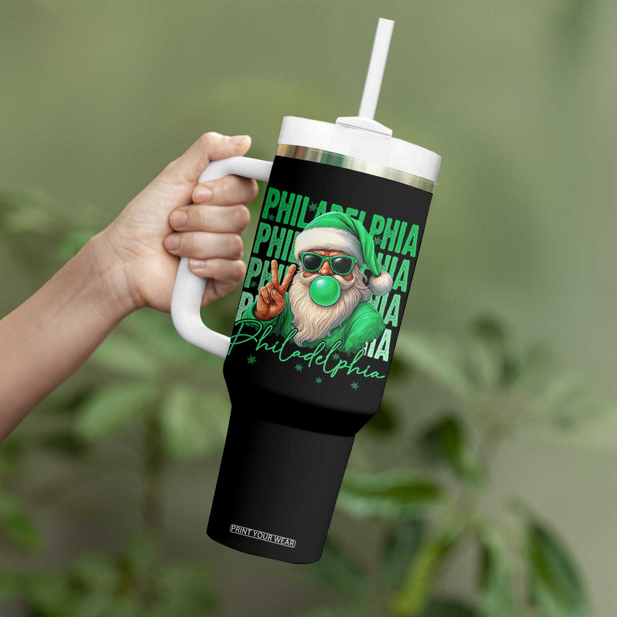 Philadelphia Football Christmas Tumbler With Handle Santa Retro Philly Fan TS10 Print Your Wear