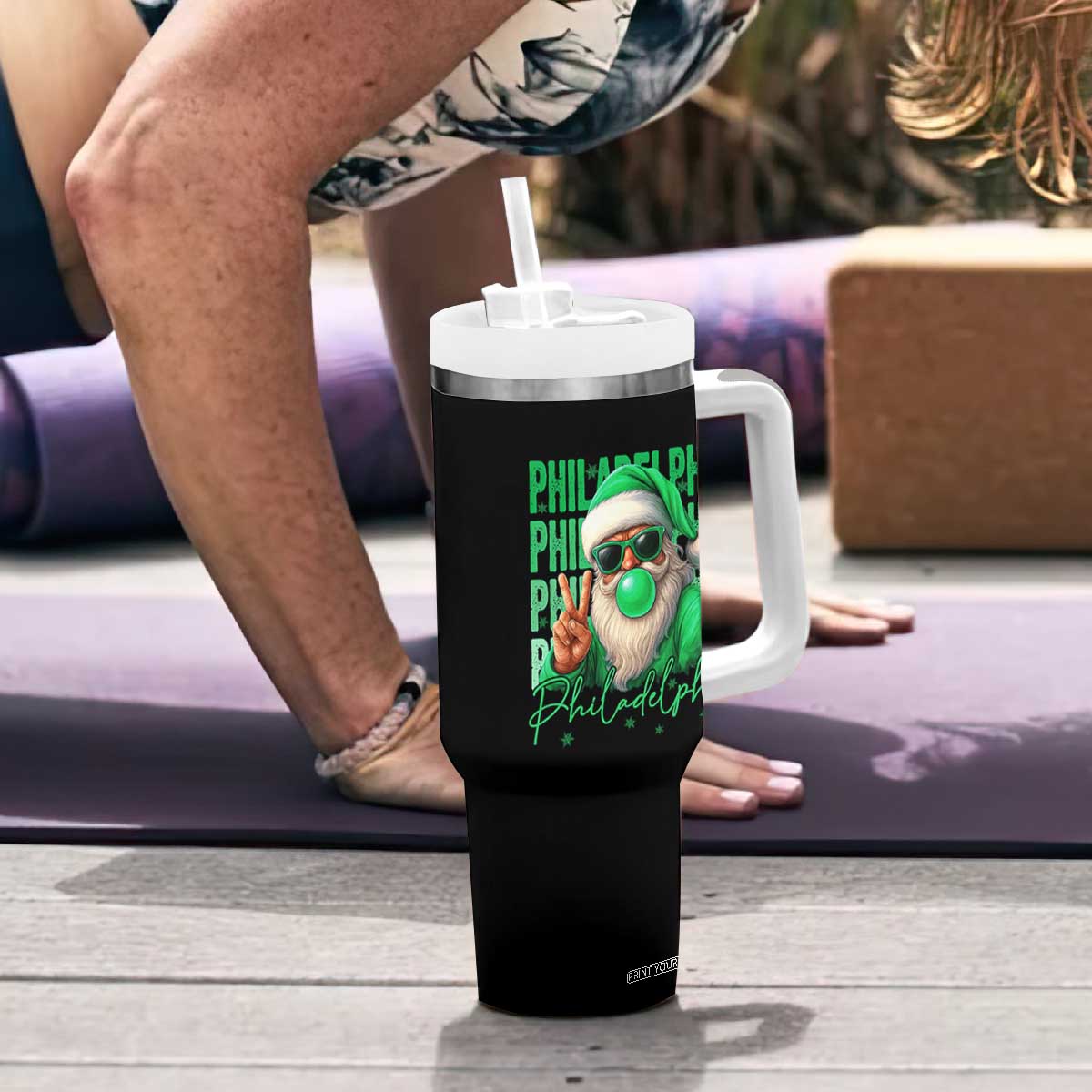Christmas Philly Lover Tumbler With Handle Santa Retro EF Football Fan TS10 Print Your Wear