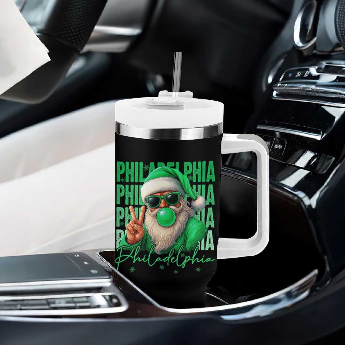 Philadelphia Football Christmas Tumbler With Handle Santa Retro Philly Fan TS10 Print Your Wear