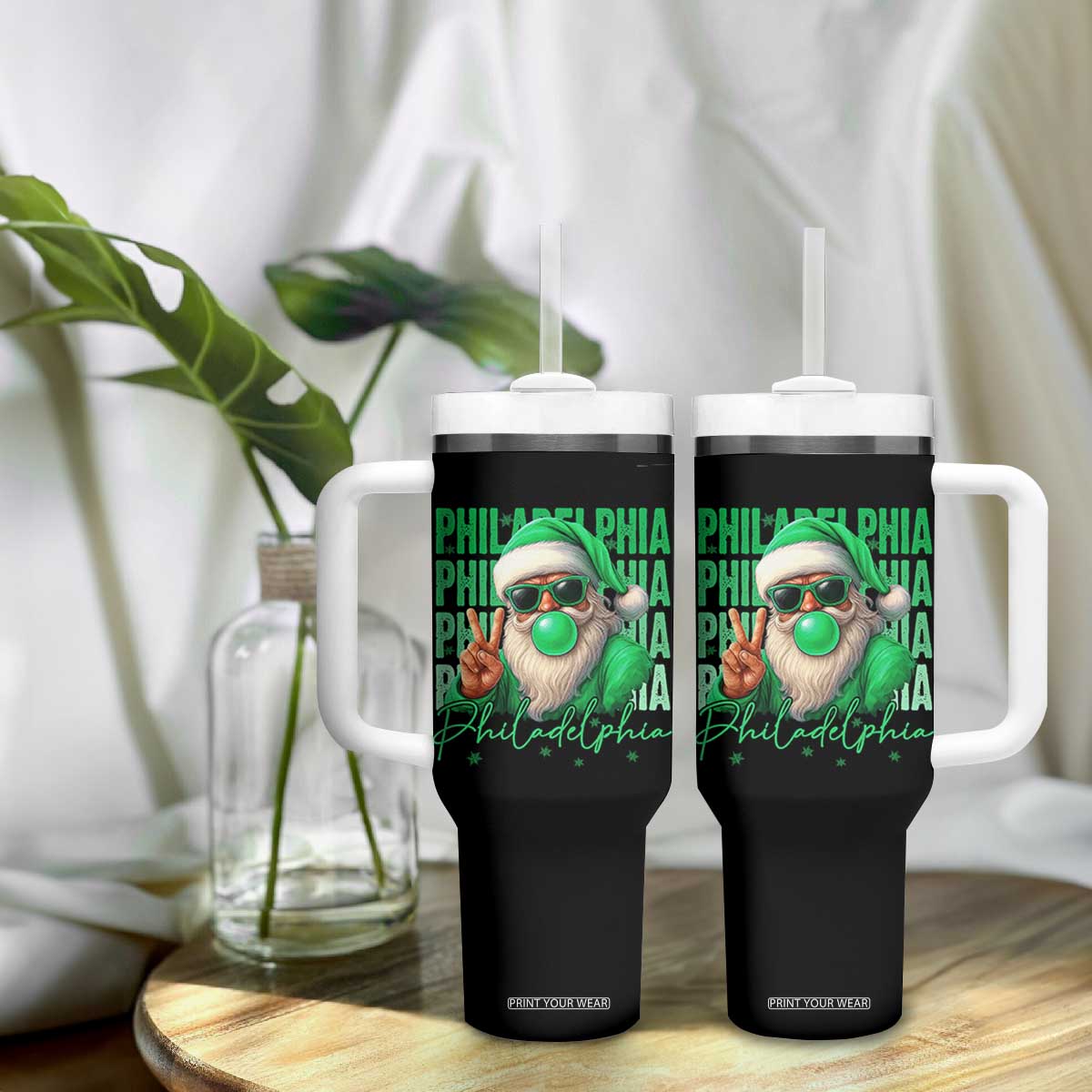 Christmas Philly Lover Tumbler With Handle Santa Retro EF Football Fan TS10 Print Your Wear