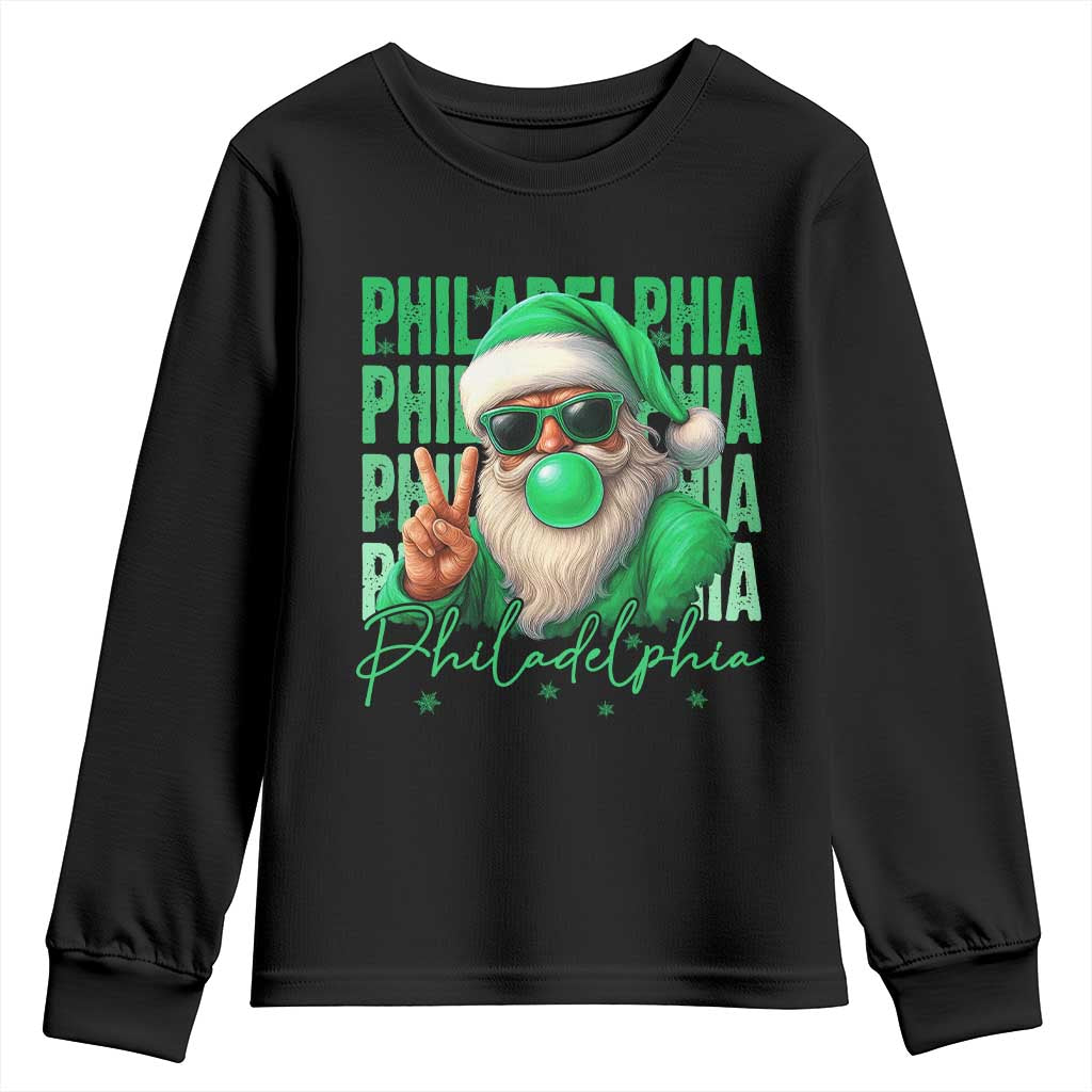 Philadelphia Football Christmas Youth Sweatshirt Santa Retro Philly Fan TS10 Black Print Your Wear