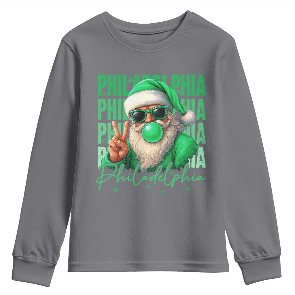 Philadelphia Football Christmas Youth Sweatshirt Santa Retro Philly Fan TS10 Charcoal Print Your Wear