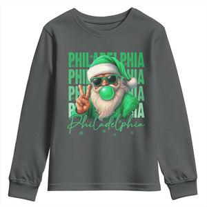Philadelphia Football Christmas Youth Sweatshirt Santa Retro Philly Fan TS10 Dark Heather Print Your Wear