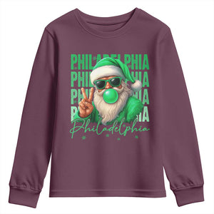 Christmas Philly Lover Youth Sweatshirt Santa Retro EF Football Fan TS10 Maroon Print Your Wear