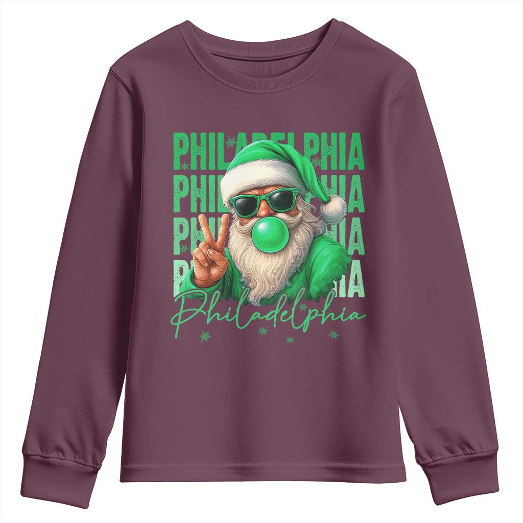 Philadelphia Football Christmas Youth Sweatshirt Santa Retro Philly Fan TS10 Maroon Print Your Wear
