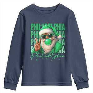 Philadelphia Football Christmas Youth Sweatshirt Santa Retro Philly Fan TS10 Navy Print Your Wear