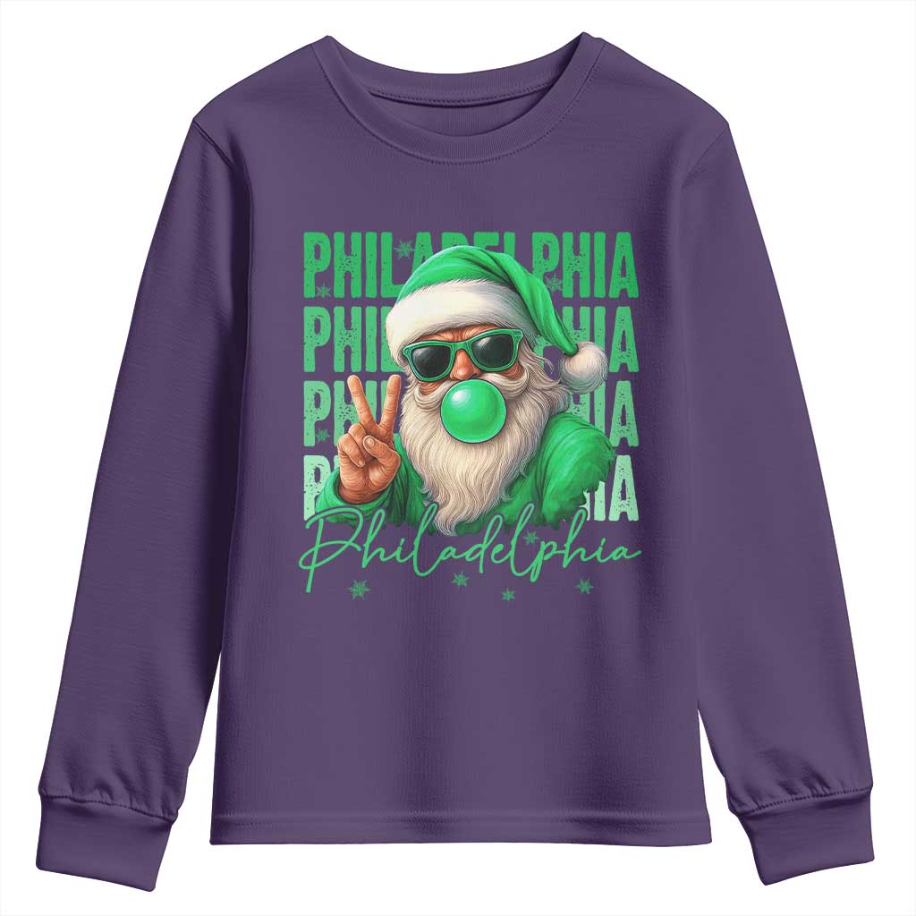 Philadelphia Football Christmas Youth Sweatshirt Santa Retro Philly Fan TS10 Purple Print Your Wear