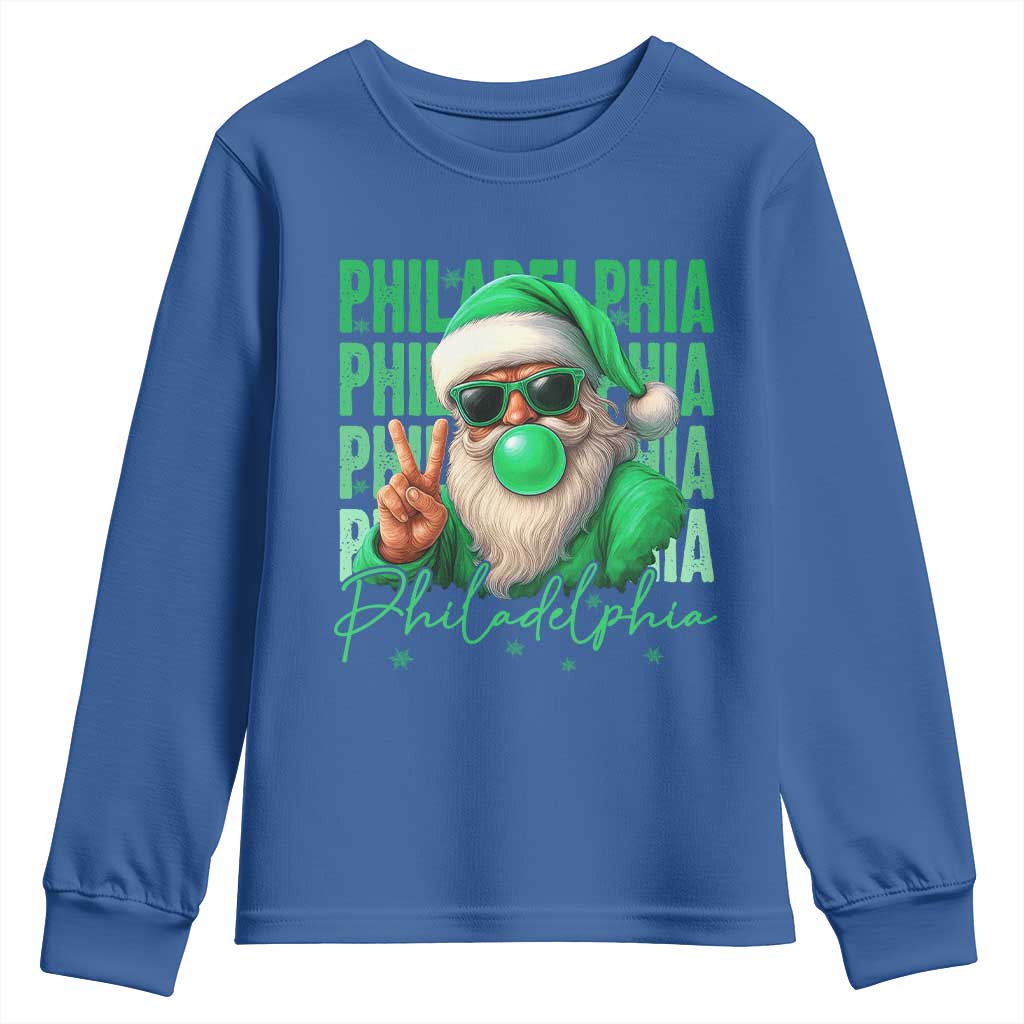 Philadelphia Football Christmas Youth Sweatshirt Santa Retro Philly Fan TS10 Royal Blue Print Your Wear