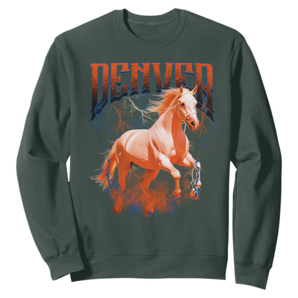 Broncos Fan Sweatshirt Vintage Mascot Game Day Bootleg TS10 Dark Forest Green Print Your Wear