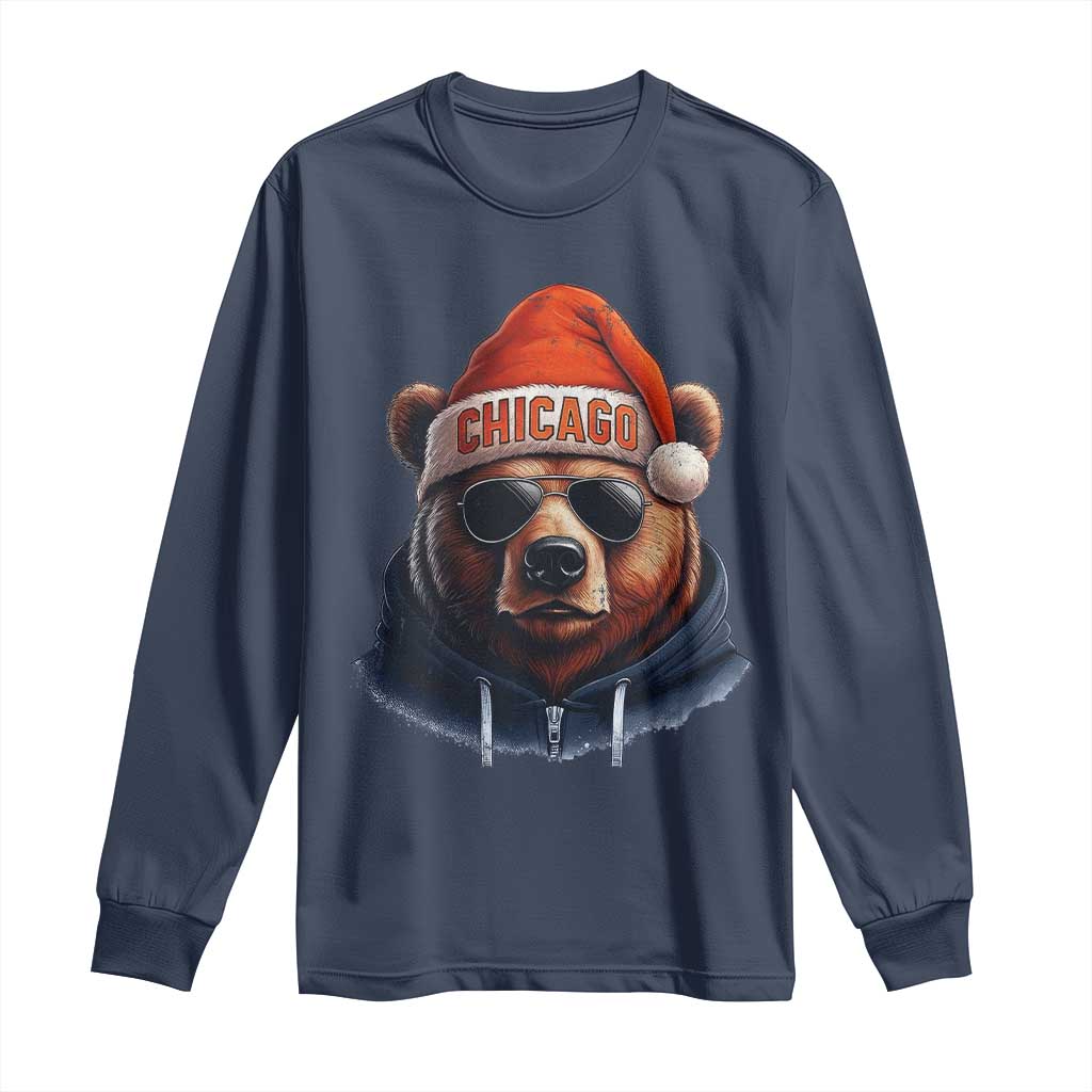 Vintage Chicago Football Christmas Long Sleeve Shirt Trendy Fan Gifts Game Day Apparel Bears Fan Gear TS10 Navy Print Your Wear