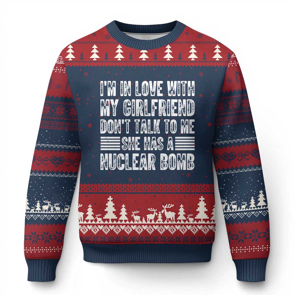 I'm In Love With My Girlfriend Ugly Christmas Sweater Don't Talk to Me TS10 Navy Red Print Your Wear