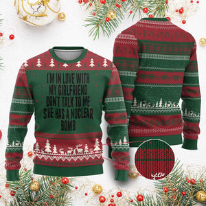 I'm In Love With My Girlfriend Don't Talk To Me Ugly Christmas Sweater Funny Relationship Boyfriend Gifts TS10 Red Green Print Your Wear