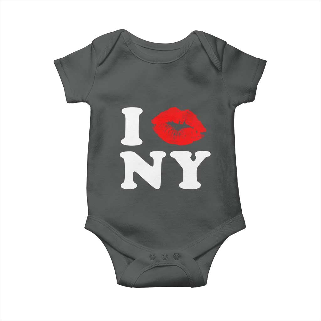 I Love NY Baby Onesie Sexy Lips Red Lipstick Kiss New York Lover Travel Gift TS10 Dark Heather Print Your Wear