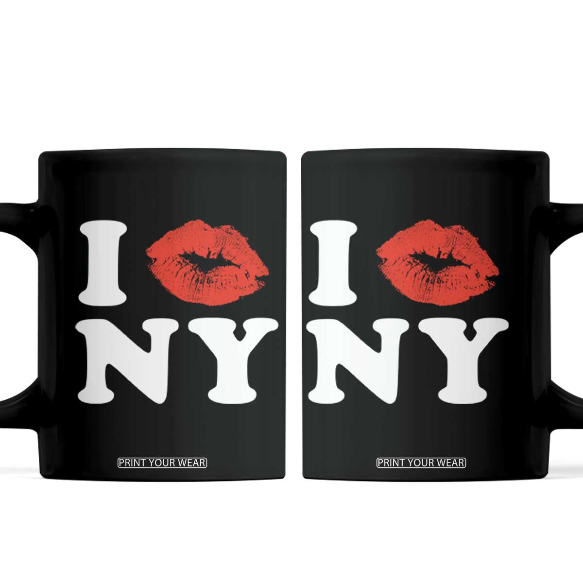 I Love NY Coffee Mug Sexy Lips Red Lipstick Kiss New York Lover Travel Gift TS10 Black Print Your Wear