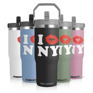 I Love NY Flip Straw Tumbler Sexy Lips Red Lipstick Kiss New York Lover Travel Gift TS10 Print Your Wear