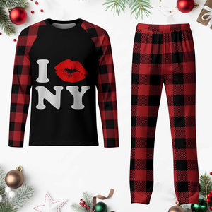 I Love NY Plaid Pajama Set Sexy Lips Red Lipstick Kiss New York Lover Travel Gift TS10 Buffalo Plaid Print Your Wear