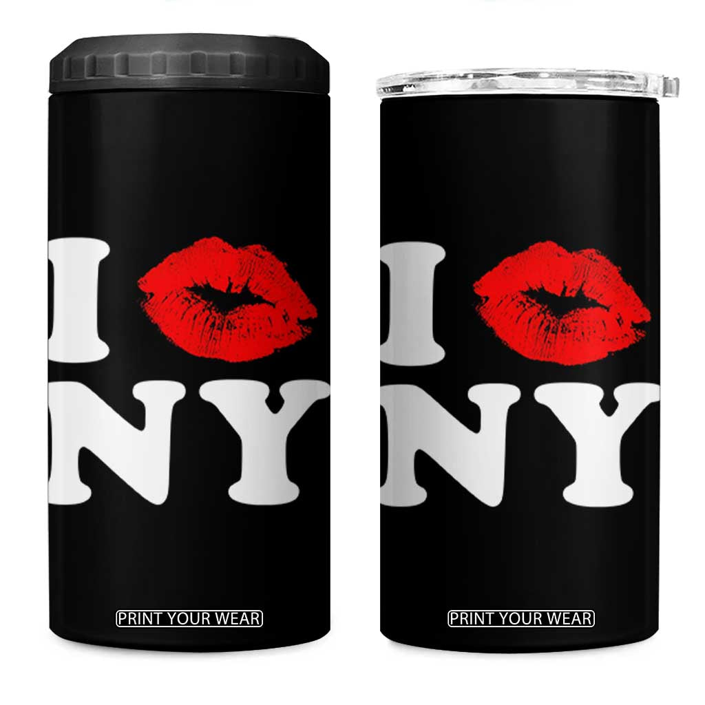 I Love NY 4 in 1 Can Cooler Tumbler Sexy Lips Red Lipstick Kiss New York Lover Travel Gift TS10 One Size: 16 oz Black Print Your Wear